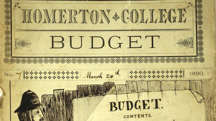 The only remaining copy of the hand drawn College paper, Homerton College Budget, 1890.