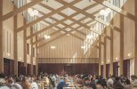 Sunlight pours into Homerton's dining hall